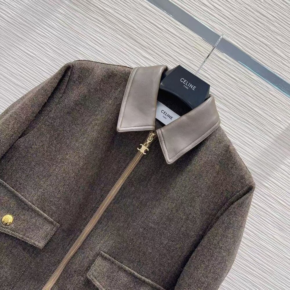 Celine Patchwork Leather Lapel Jacket - image 3